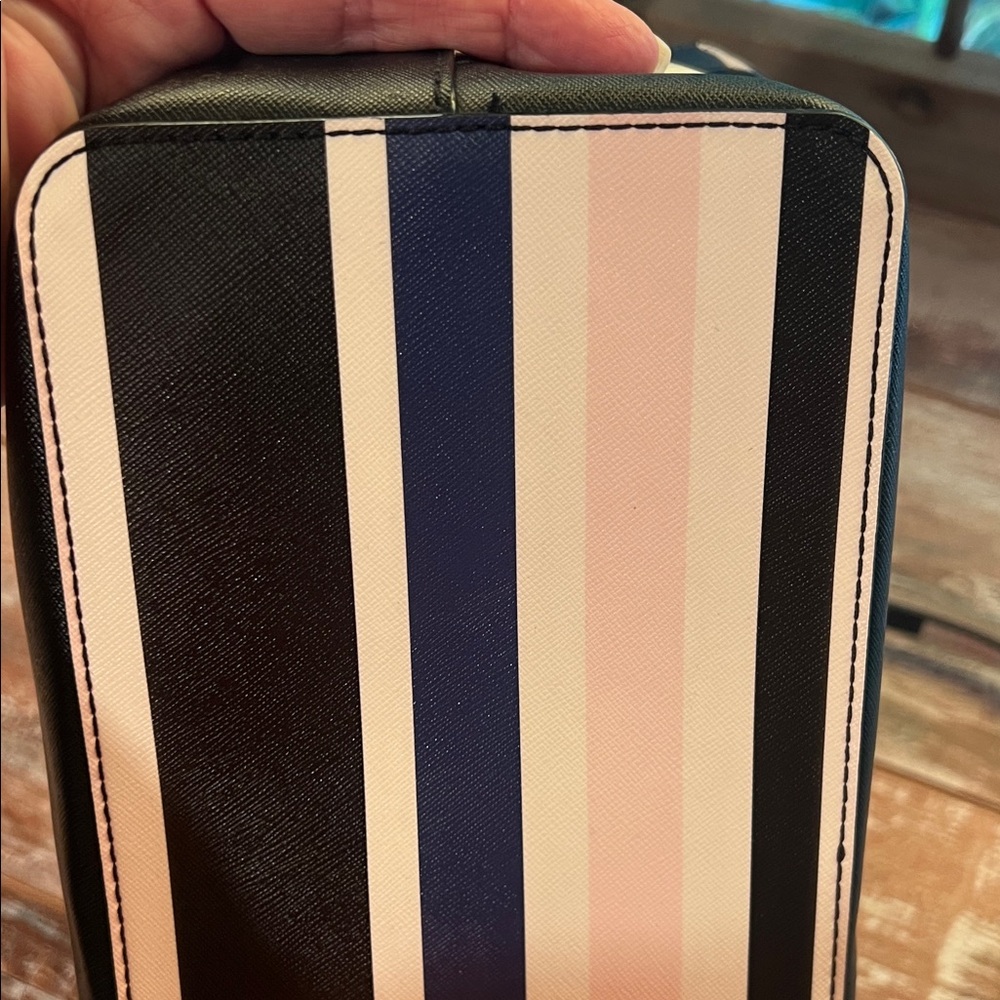 kate spade Navy, Black, White & Light Pink Striped Satchel - Picture 7 of 11